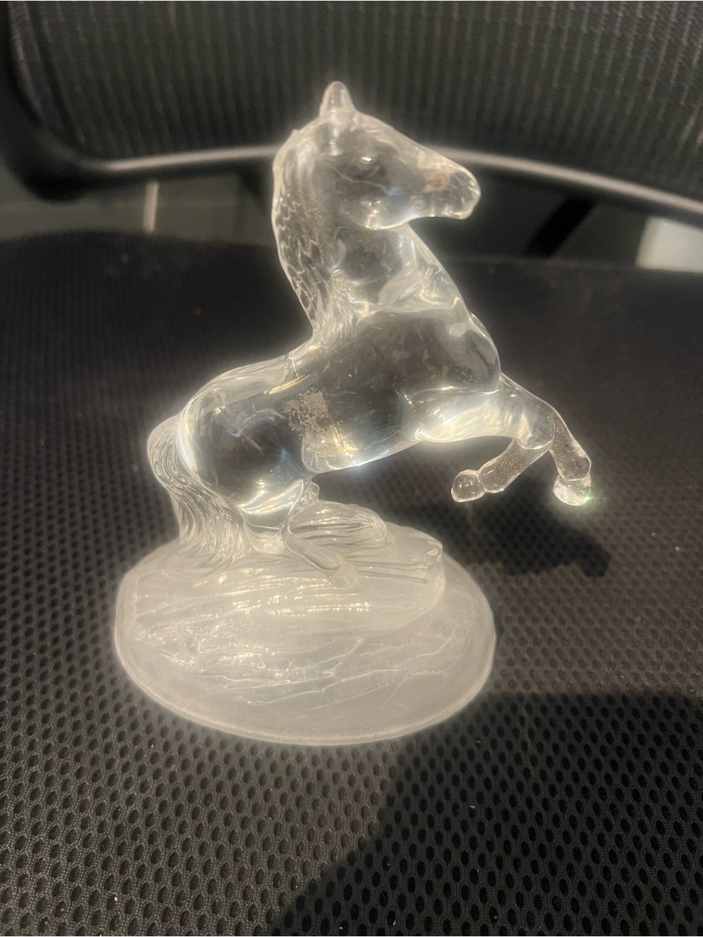Vintage Cristal d'Arques Lead Crystal Horse Statue Figurine Frosted Base ~France